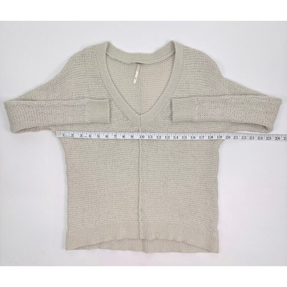 Free People Gray Textured V Neck Alpaca Wool Blend Sweater Size XS - Picture 7 of 10